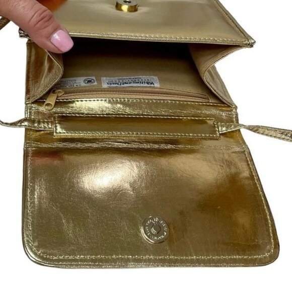 Whiting and Davis Gold Metal Mesh Clutch Shoulder or Crossbody Bag Strap Purse - Picture 6 of 14